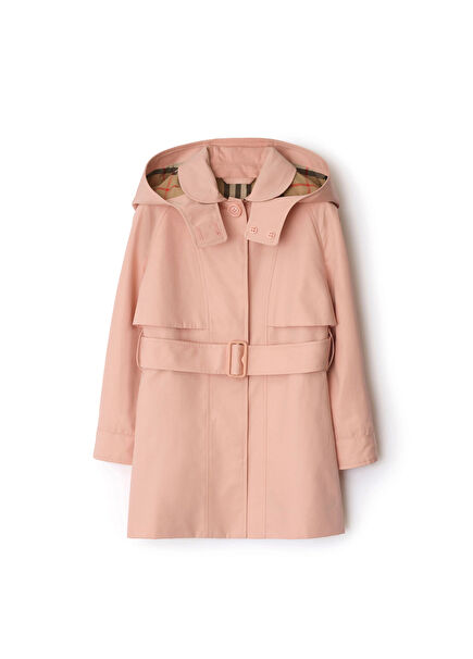 Lilith Cotton Hooded Pembe Pamuklu Kız Çocuk Trençkot