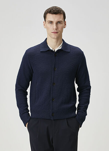 Navy Blue Knit Jacket