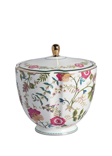 Florine Renkli Desenli Bone Porselen Orta Boy Kavanoz