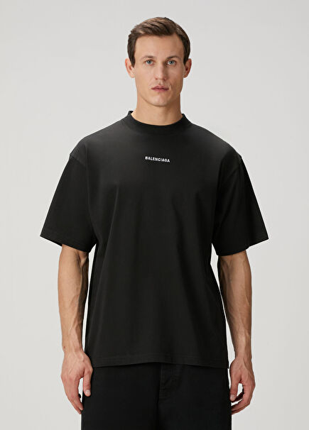 Siyah Logo Nakışlı T-shirt