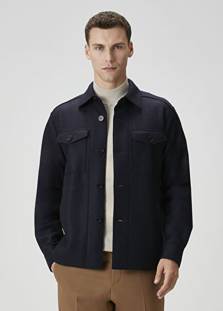 Lacivert Yün Dış Gömlek