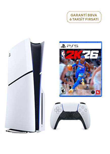 PlayStation 5 1 TB Slim CD Edition Oyun Konsolu + PS5 NBA 2K26 NBA 26
