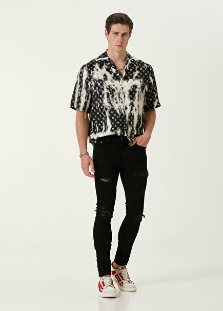 Siyah Yıpratma Detaylı Jean Pantolon