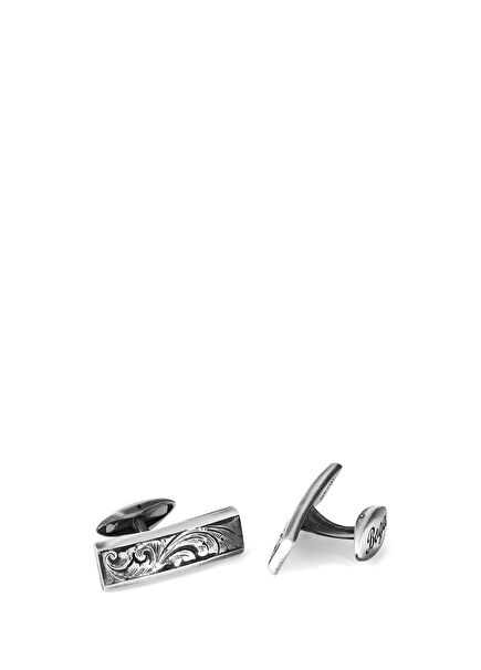 Engraved Fancy Floral Silver Cufflinks
