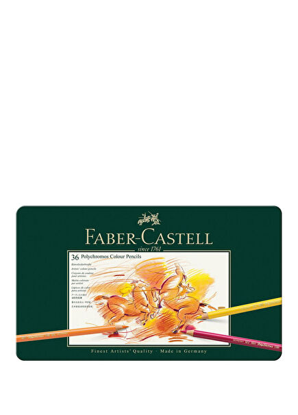 Polychromos Covering & Bright Colors 36 Colors Crayons with High Pigmented Metal Box