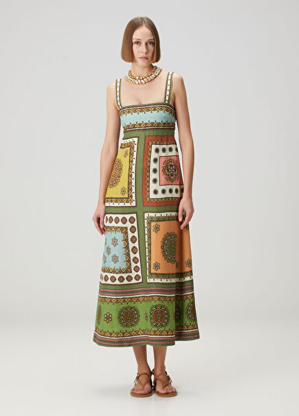 Contina Day Desenli Midi Elbise