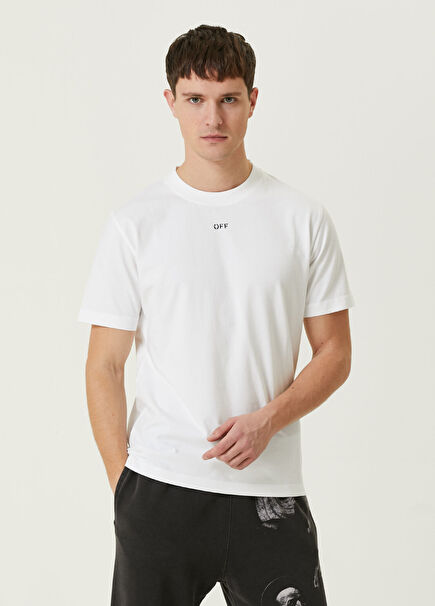 Beyaz Logo Baskılı T-shirt