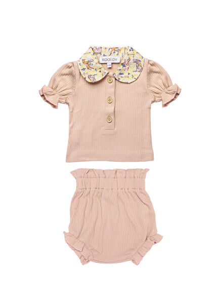 Pink Liberty Fabric Collar Watermelon Sleeve T-shirt and Shorts Baby Girl Set of 2