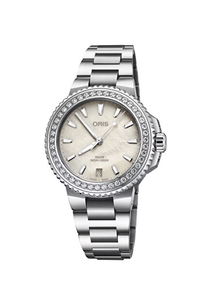 Aquis Date Diamonds Metalik Gri Çelik Kadın Kol Saati 01 733 7792 4956-07 8 19 05P