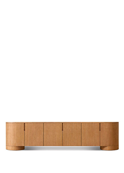 Poseidon Natural Oak Wood 6-Door TV Console