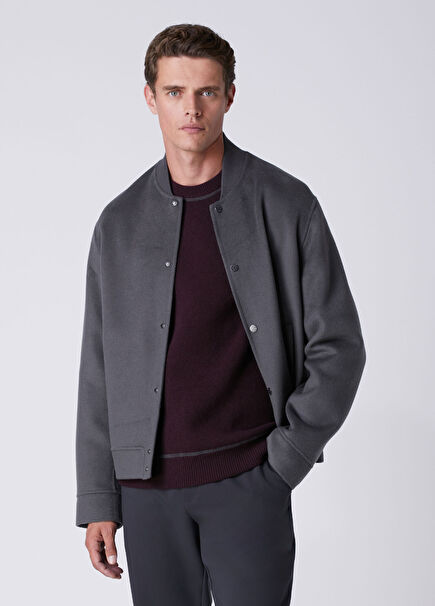 Anthracite Wool Cashmere Blend Handmade Coat