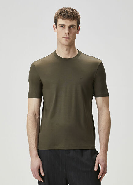 Koyu Yeşil Logo Detaylı T-shirt