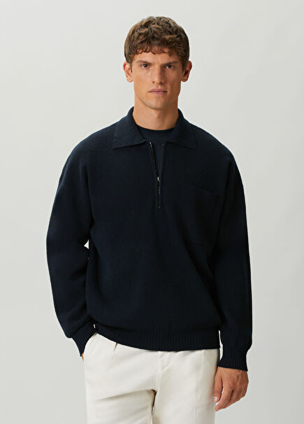 Navy Blue Wool Knitwear