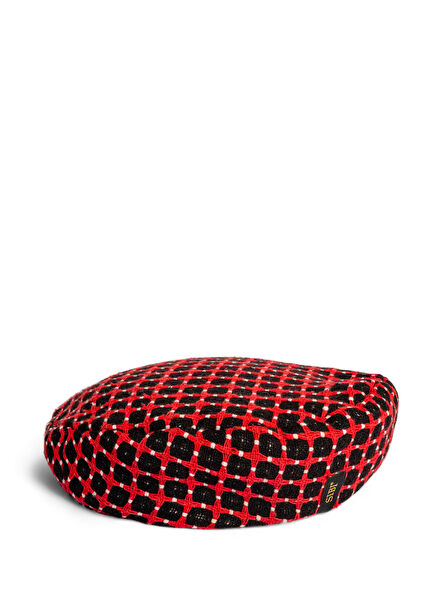 Diana Mesh Kırmızı Siyah Tüvit Erkek Beret Şapka