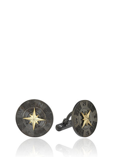 Compass 925 Sterling Silver Men's Cufflinks