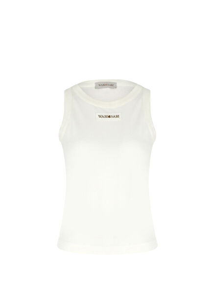 Ekru Halter Yaka Kolsuz Kadın Bluz