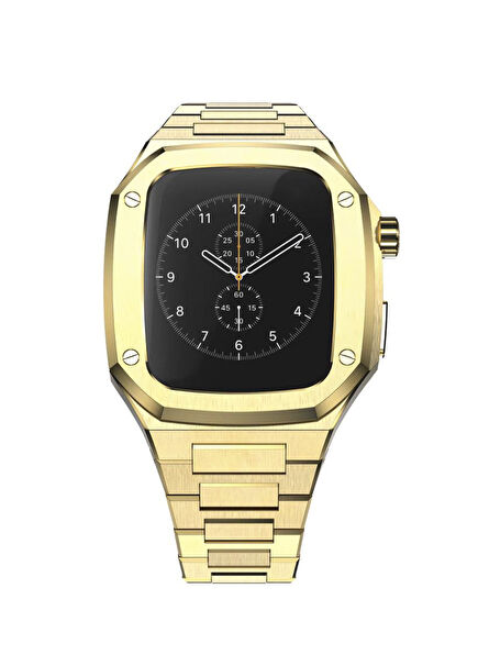 Apple Watch Uyumlu 44/45/46 mm Gold Belize Loop Kasa Koruyucu Kordon