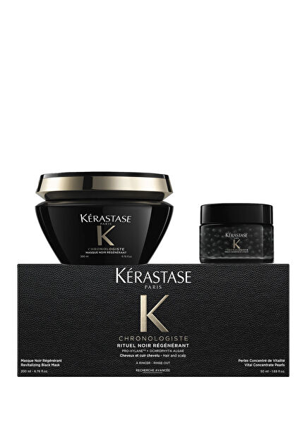 Chronologiste Rituel Noir Regenerant Regenerating Ritual for Hair and Scalp Masque Intense Regenerant 200 ml + Perles Vital 50 ml Hair Care Set