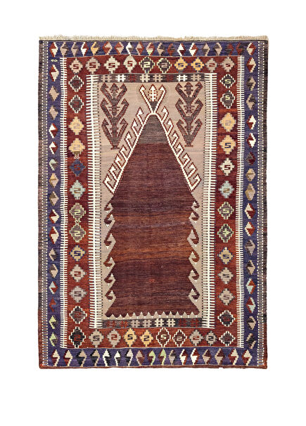 Burgundy Hand Woven Fabric 126x174 cm Thin Rug