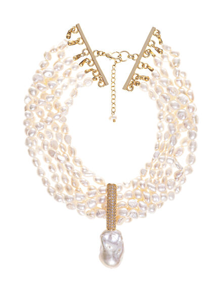 Hürrem 22K Gold Plated Women's Pearl Stone Necklace