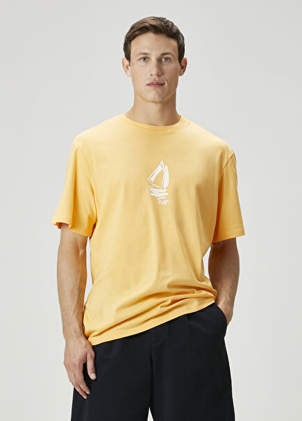 Light Orange Figure Printed Oversized T-Shirt