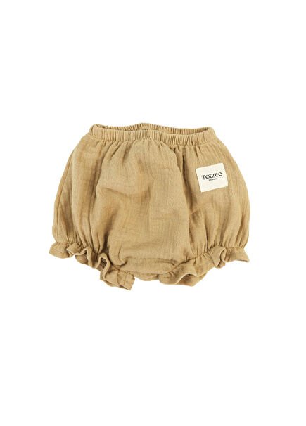 Kumsal Beji Müslin Fırfırlı Kız Bebek Şort