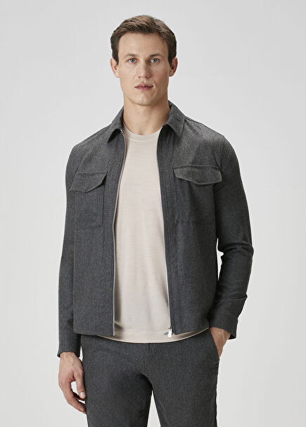 Urus Gri Yün Dış Gömlek