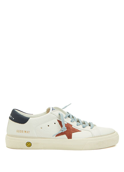 May White Unisex Kids Leather Sneaker