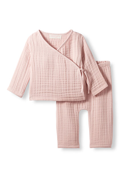 Pembe Müslin Yenidoğan Kız Bebek Seti