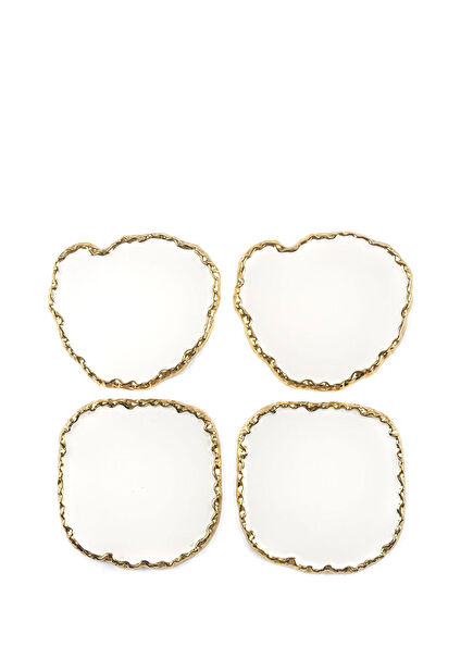 Beyaz Porselen 4'lü Mini Servis Tabağı Seti