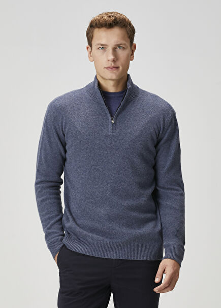 Blue Collar Zipper Cashmere Sweater