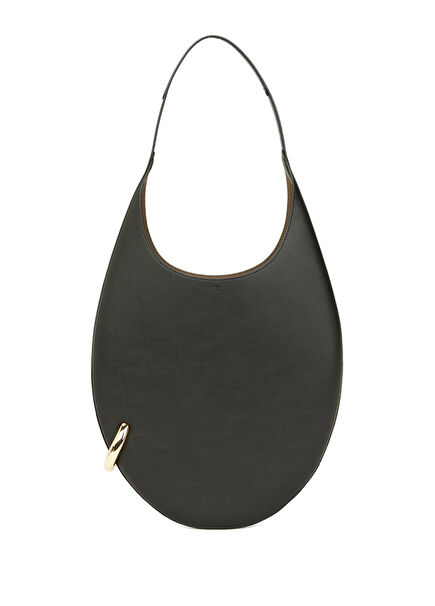 Pierced Black Gold Women's Leather Hobo