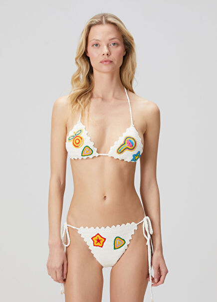 Bikini Top With White Motif