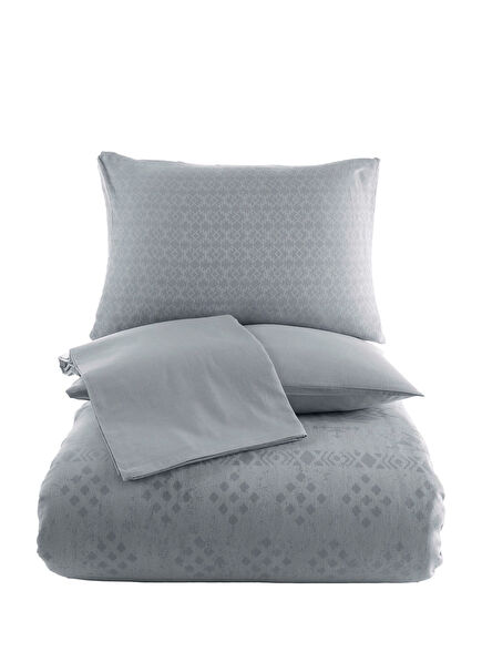 Emmy Patterned Blue Cotton Double Bedding Set