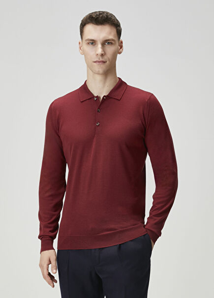 Belpe Red Polo Wool Sweater