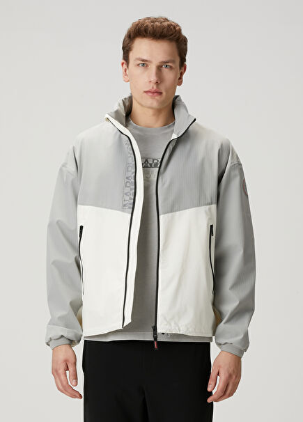 Clay Grey Cream Hooded Coat