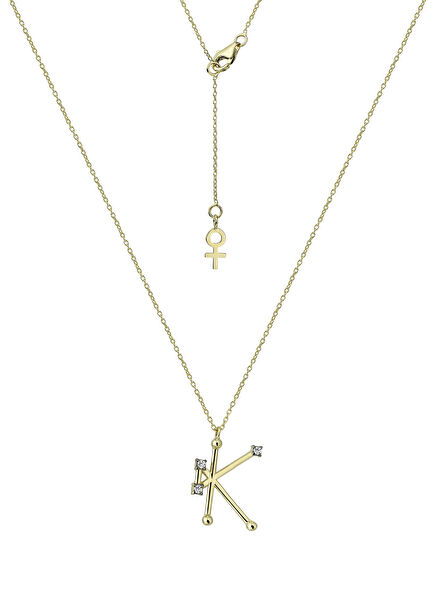 Galaktik Harf Pırlantalı Kadın Altın Kolye-K