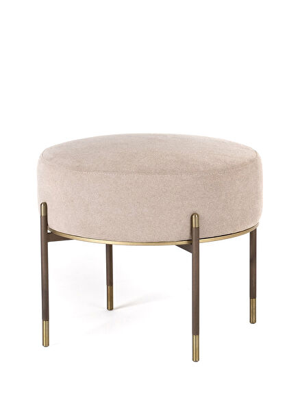 Kirit Bej Metal Ayaklı Ottoman Puf 