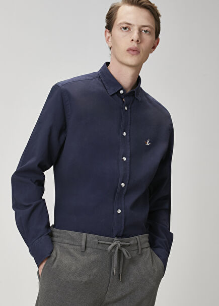 Comfort Fit Navy Blue Shirt