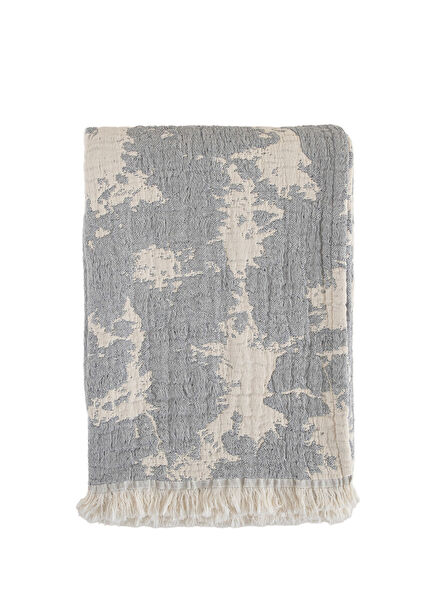 Ariya Beyaz Marin Mavi Pamuklu Koltuk Şalı 140 x 190 cm