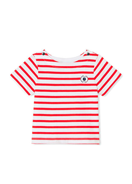 Kırmızı Beyaz Çizgili Erkek Bebek T-Shirt