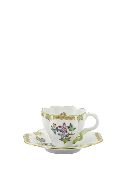 Colorblocked Çiçek Desenli Kahve Fincanı