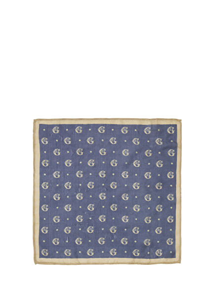 Lacivert Camel İpek Poşet Mendil