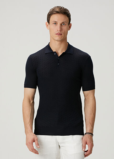 Burnham Tailored Short Sleeve Polo Silk Sweater