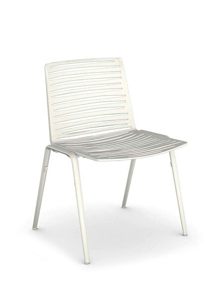 Zebra Creamy White Aluminum Armless Chair