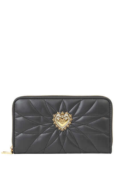 Black Logo Detailed Womens Leather Card Holder