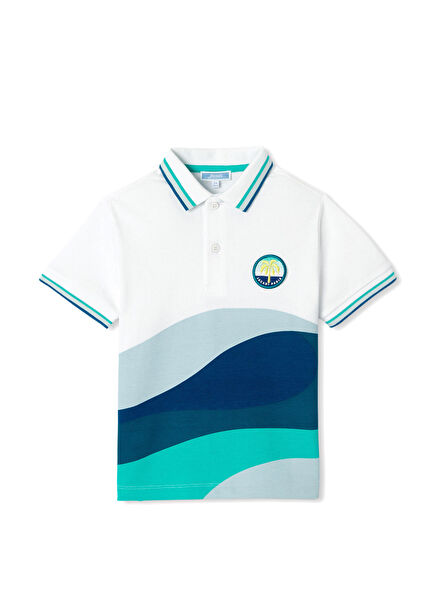 Renkli Desenli Polo Yaka Kısa Kollu Erkek Çocuk T-Shirt