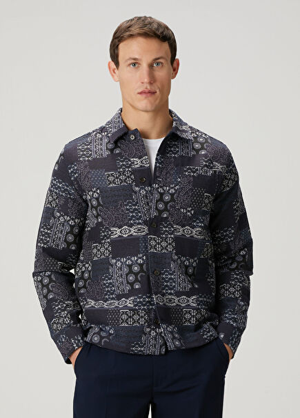 Layton Mavi Jakarlı Dış Gömlek