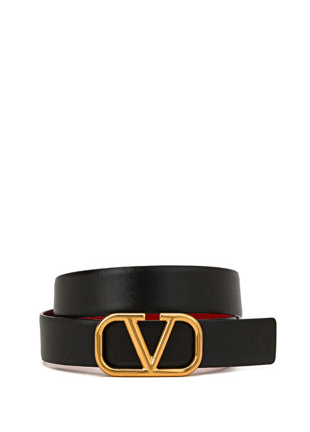 Red Black Women's Leather Belt