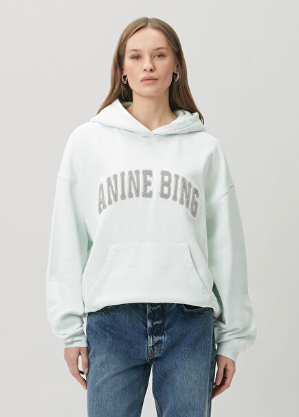 Harvey Açık Yeşil Kapüşonlu Logolu Sweatshirt